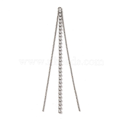 Brass Micro Pave Clear Cubic Zirconia Big Pendants, Ball Chain Tassel, Platinum, 91x4x2mm, Hole: 2mm(KK-G510-08P)