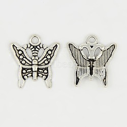 Tibetan Style Alloy Charms, Lead Free and Cadmium Free, Butterfly, Antique Silver Color, 16mmx14.5mm, hole: about 2mm(AC413)
