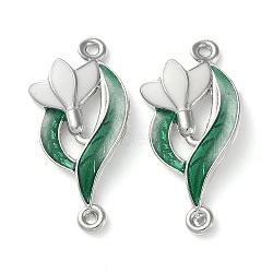 Alloy Enamel Connector Charms, Lead Free & Cadmium Free, Flower Links, Platinum, 30x15x3mm, Hole: 1.6mm(FIND-Z014-02P)