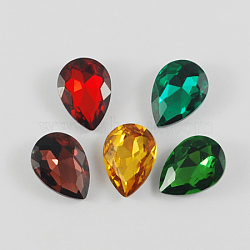 Glass Point Back Rhinestone, Back Plated, Faceted, teardrop, Mixed Color, 25x18x8mm(RGLA-Q003-M)