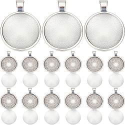 DIY Dome Blank Alloy Pendant Making Kits, Flat Round, Tray: 25mm, 36x28x3mm(DIY-SP0001-60B)