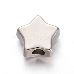 304 Stainless Steel Beads, Star, Stainless Steel Color, 11.5x11.5x5.8mm, Hole: 3mm(STAS-O112-05P)