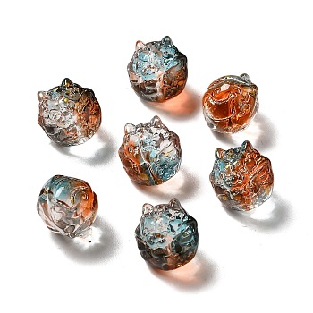 Transparent Glass Beads, Gradient Color, Dragon, Chocolate, 13.5x13x12.5mm, Hole: 1mm