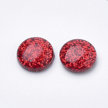 Resin Cabochons, with Glitter Powder, Dome/Half Round, Red, 16x5mm