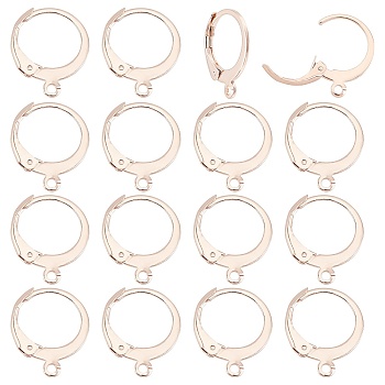 Unicraftale 30Pcs 304 Stainless Steel Leverback Earring Findings, with Loop, Rose Gold, 14.5x12x2mm, Hole: 1.2mm, Pin: 1x0.8mm