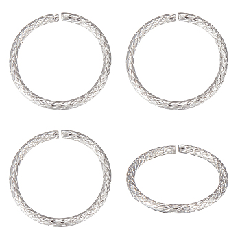 50Pcs 304 Stainless Steel Jump Rings, Open Jump Rings, Textured, Stainless Steel Color, 18 Gauge, 14.5x1mm, about 12mm inner diameter