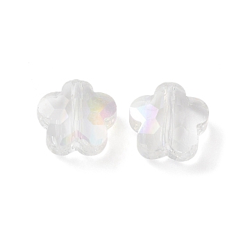 Transparent Electroplate Glass Beads, AB Color, Faceted Flower, Clear AB, 9.5x10x5mm, Hole: 1.2mm