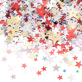 80G PVC Plastic Sequins Confetti, Party Decorations, Star, for Wedding, Bar, Christmas, Mixed Color, 4~20x4~20x0.1mm