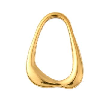 304 Stainless Steel Pendants, Ion Plating(IP), Teardrop Charm, Golden, 30x22x3.5mm, Hole: 25x14mm