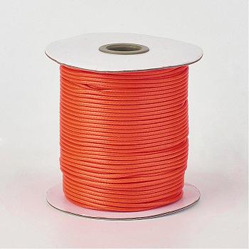 Eco-Friendly Korean Waxed Polyester Cord, Dark Orange, 3mm, about 41.01~41.56 Yards(37.5~38m)/Roll