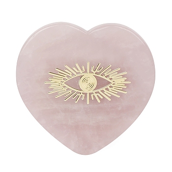 Natural Rose Quartz Love Heart Figurines Statues for Home Office Desktop Decoration, Eye, 60x60mm