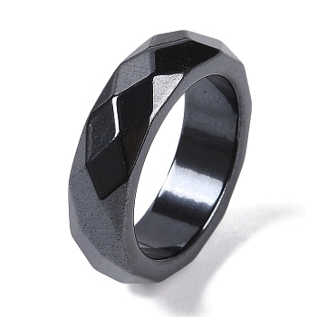 Magnetic Synthetic Hematite Finger Ring for Men Women, 6mm, Inner Diameter: 16.4mm