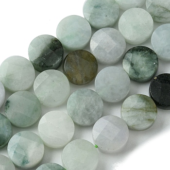 Natural Myanmar Jadeite Beads Strands, Faceted, Flat Round, 10~10.5x4.5~5mm, Hole: 0.8mm, about 39pcs/strand, 16.14''(41cm)