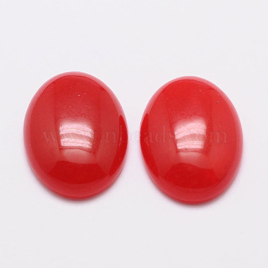 18mm Red Oval White Jade Cabochons