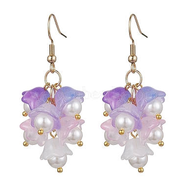 Blue Violet Flower Shell Pearl Earrings