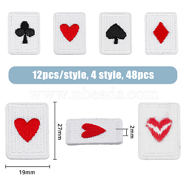 супернаходки 48шт. 4 стиль игральных карт тема полиэстер ткань с вышивкой утюжить/пришить заплатки(PATC-FH0001-04)-2