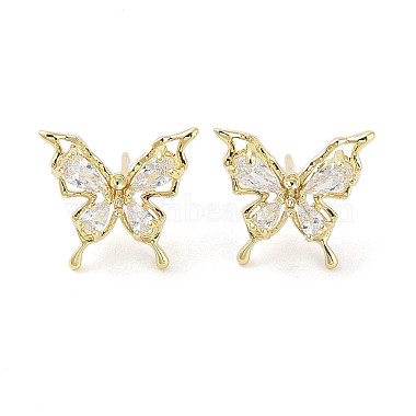 Clear Butterfly Brass Stud Earrings