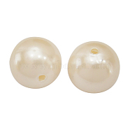 Acrylic Beads, Imitation Pearl Style, Round, Floral White, Size: about 20mm in diameter, hole: 2.5mm, about 120 pcs/500g(12A-9290)
