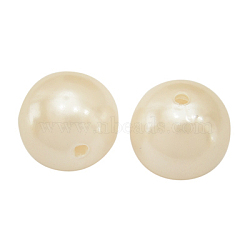 Acrylic Beads, Imitation Pearl Style, Round, Floral White, Size: about 8mm in diameter, hole: 1.5mm, about 2000 pcs/500g(12A-9284)