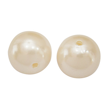 Acrylic Beads, Imitation Pearl Style, Round, Floral White, Size: about 20mm in diameter, hole: 2.5mm, about 120 pcs/500g