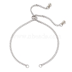 2.5MM 304 Stainless Steel Curb Chain Slider Bracelet Making, with CCB Plastic Charms and Brass Beads, Stainless Steel Color, 10-1/4 inch(26cm)(AJEW-JB01455)