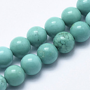 Natural Magnesite Beads Strands, Dyed & Heated, Round, Dark Cyan, 4mm, Hole: 1mm, about 95pcs/strand, about 15 inch(G-K244-02-4mm-02)