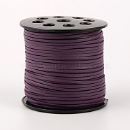 Korean Faux Suede Cord, Faux Suede Lace, with PU Leather, Purple, 3x1.5mm, about 100yards/roll(300 feet/roll)(LW-H001-107)