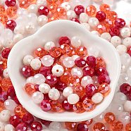 Glass Beads, Faceted, Rondelle, Tomato, 8x6mm, Hole: 1mm, about 145pcs/60g(EGLA-A034-SM8mm-27)