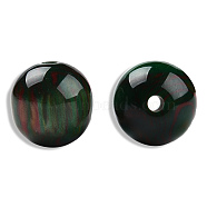 Resin Beads, Imitation Gemstone, Round, Green, 13.5x13mm, Hole: 2~2.3mm(RESI-N034-17-M06)