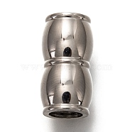 304 Stainless Steel Magnetic Clasps with Glue-in Ends, Column, Stainless Steel Color, 18x9.5mm, Hole: 6mm(STAS-L254-002P)