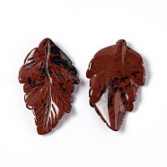 Natural Mahogany Obsidian Pendants, Leaf Charms, 41.5x25~26x5mm, Hole: 0.8mm(G-I336-01-09)
