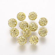 Polymer Clay Rhinestone Beads, Grade A, Round, Pave Disco Ball Beads, Jonquil, 8x7.5mm, Hole: 1mm(RB-K050-8mm-C11)
