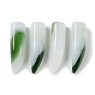 Transparent Spray Painted Glass Pendants, Bullet Shapes, Green, 37.5~38.5x10.5~11.5x10.5~11mm, Hole: 1.4mm(GLAA-S202-03D)