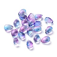 Transparent Glass Beads, Top Drilled Beads, Teardrop, Slate Blue, 9x6x5mm, Hole: 1mm(GGLA-M004-05A-09)