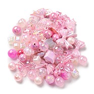 Acrylic Beads, Mixed Shapes, Pink, 8~51x8~51x6~27.5mm, Hole: 1.8~3.8mm, about 163pcs/350g, 350g/bag(OACR-R261-12C)