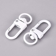 Baking Painted Alloy Swivel Clasps, Swivel Snap Hook, with Iron Findings, White, 33.5x13x5mm, Hole: 6x9.5mm(PALLOY-TAC0011-45M)