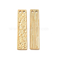 Vacuum Plating 304 Stainless Steel Pendants, Textured Rectangle Charms, Golden, 30x7x1mm, Hole: 2mm(STAS-E189-02G)