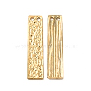 PVD Vacuum Plating 304 Stainless Steel Pendants, Textured Rectangle Charms, Golden, 30x7x1mm, Hole: 2mm(STAS-E189-02G)