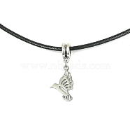 201 Stainless Steel Pigeon Pendant Necklaces, with Imitation Leather Cord, Stainless Steel Color, 17.20 inch(43.7cm)(NJEW-JN04558-04)
