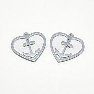 Aluminum Pendants, Heart with Anchor, Dark Gray, 27.5x27.5x1.5mm, Hole: 2mm(ALUM-S015-035)