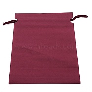 Rectangle Plastic Frosted Drawstring Gift Bags, with Cotton Cord, for Daily Supplies Storage, Cerise, 28.5x20.8x0.15cm(ABAG-TAC0005-01B)