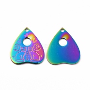 Ion Plating(IP) 304 Stainless Steel Pendants, Heart with Cat Charms, Rainbow Color, 25x22x1.4mm, Hole: 2mm(STAS-F290-16MC)