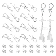8 Pair Brass Knot Stud Earring Findings, with Horizontal Loops & 16Pcs Iron Ear Nuts, Platinum, 32x11x8mm, Hole: 2.2mm, Pin: 0.7mm(KK-UN0001-83)