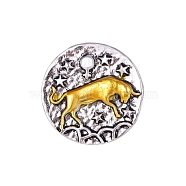 Constellation Alloy Pins, Round Brooch, Zodiac Sign Badge for Clothes Backpack, Taurus, 18mm(PW-WG22693-02)