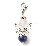 Natural Lapis Lazuli Pendant Decorations, with Alloy Findings & 304 Stainless Steel Lobster Claw Clasps, Angel & Fairy, 40mm(HJEW-JM00599-02)