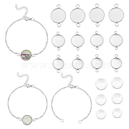 DIY Blank Dome Bracelet Making Kit, Including 304 Stainless Steel Cable Chain Slider Bracelet & Cabochon Connector Settings, Glass Cabochons, Stainless Steel Color, 60Pcs/box(DIY-UN0003-96)