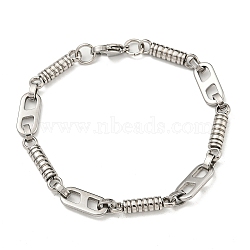 304 Stainless Steel Column & Oval Link Chain Bracelet, Stainless Steel Color, 8-3/4 inch(22.3cm), Wide: 7.5mm(BJEW-B078-38P)
