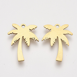 201 Stainless Steel Pendants, Laser Cut Pendants, Coconut Tree, Golden, 17x12.5x1mm, Hole: 1.2mm(STAS-S110-003G)