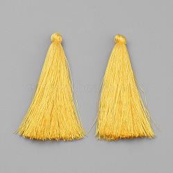 Nylon Tassel Big Pendant Decorations, Gold, 65~70x8~10mm(FIND-S253-19)