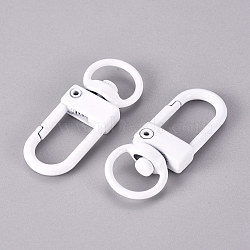 Baking Painted Alloy Swivel Clasps, Swivel Snap Hook, with Iron Findings, White, 33.5x13x5mm, Hole: 6x9.5mm(PALLOY-TAC0011-45M)